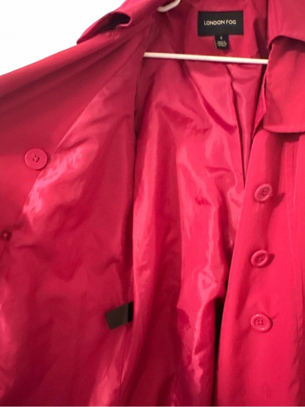 London Fog Hot Pink Double-Breasted Trench Coat with Belt - Picture 2 of 7